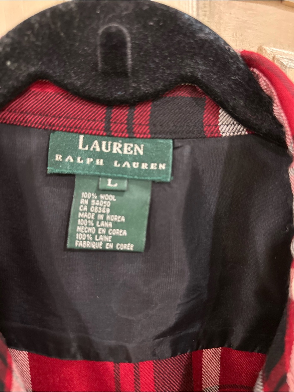 Lauren Ralph Lauren Red and Black Plaid Wool Blazer